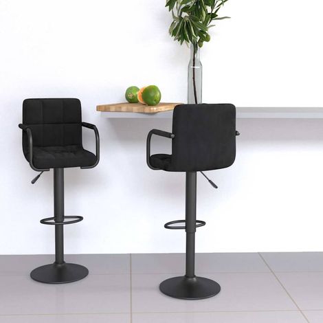 vidaXL Taburetes de cocina 2 unidades terciopelo negro (1/5)