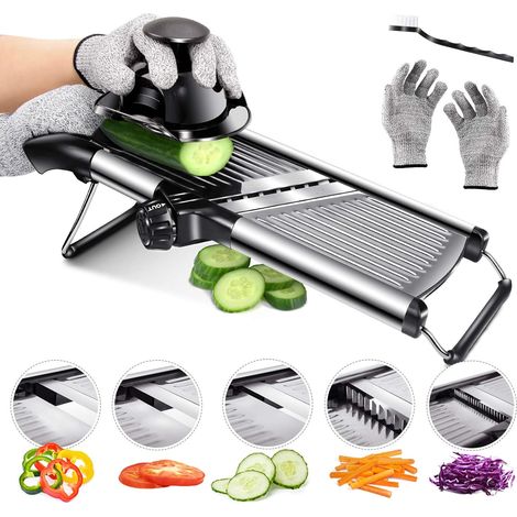 Mandoline Cuisine Pro 5 Lames avec Gants de Sécurité