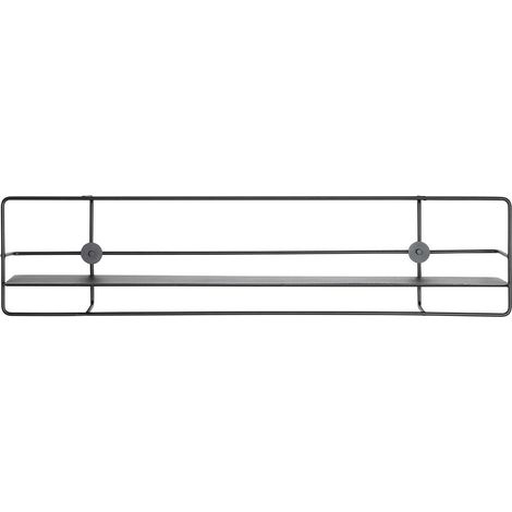 Etagère murale, meuble étagère murale en métal coloris noir - longueur 90 x profondeur 14 x hauteur 21 cm (1/5)