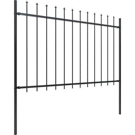 Clôture de jardin avec dessus en lance Acier 8,5 x 1,2 m Noir CFW50859 (1/5)