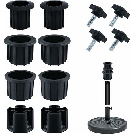 Bouchon cache trou pour porte-parapluie – Lot de 12 pièces – Œillets de 1,9/1,5/1,3 ID – Vis M8 pour fixation – Accessoires parasol noir - 12pcs (1/5)