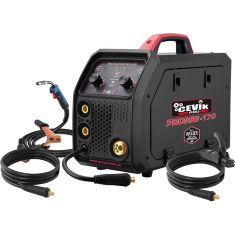 CEVIK PRO CE-PROMIG200P – Saldatrice Inverter FLUX/MIG/TIG/MMA – 200A 60% 230V – Filo 1mm – Elettrodi 4mm – LCD – Torcia MIG AX15, pinze 35-50, 2 guaine incluse (1/2)