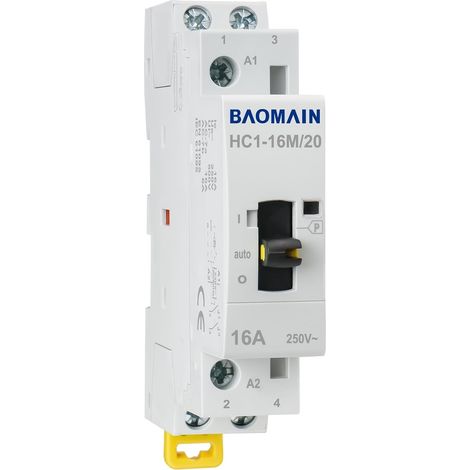 Contacteur manuel domestique AC 220VAC 16A 2 pôles 2NO 50/60Hz Circuit de contacteur modulaire Contrôle manuel/automatique Rail DIN 35mm HC1-16M/20 (2NO 16A 220V) (1/5)
