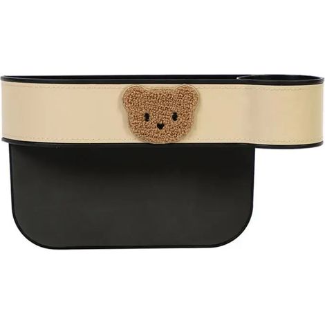 (Beige copilote) Boîte de rangement de voiture 1 pièce, organisateur latéral de siège, porte-gobelet, en cuir multifonctionnel, combleur d'espace entre les sièges, accessoires de voiture (1/5)
