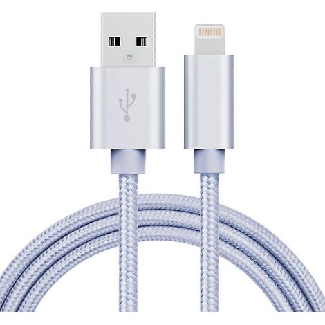 Câble de charge et de synchronisation de données USB Lightning 8 broches à motif tissé 3M 2A compatible avec iPhone, iPad et iPod (1/4)