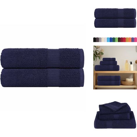 Serviettes de douche 2 pcs bleu marine 70x140 cm 100% coton - Serviette De Douche - Serviettes De Douche - Serviette - Serviette De Bain (1/5)