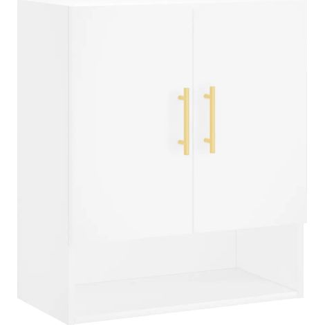 Mobiletto a parete moderno bianco 60 x 31 x 70 cm ampio spazio contenitivo finitura opaca in legno composito bianco 020048755