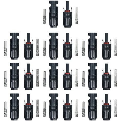 [JAMAIS UTILISÉ] 10 Paires / 20 Paires De Connecteurs De Cable De Panneau Solaire Male/Femelle Pour Systeme Pv, 10 Paires Sans Cle (1/5)