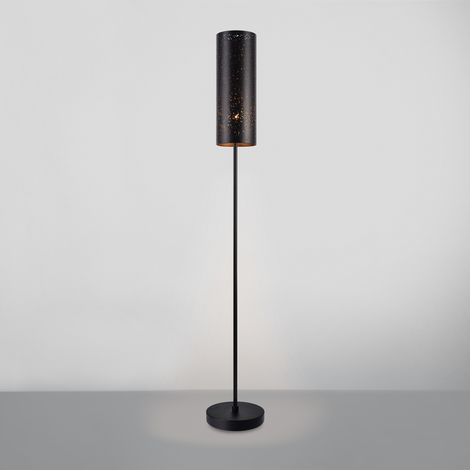 Buffet style milieu de siècle, meuble de couloir noir à rainures 3D et portes en arche, panneau dérivé du bois, étagères réglables, pieds métalliques dorés (1/4)