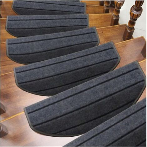 (Couleur : Rayures grises, Taille : 65 cm x 24 cm x 3 cm) Tapis d'escalier 6 pièces Tapis d'escalier Tapis à usage répété Tapis d'escalier auto adhésif (1/3)