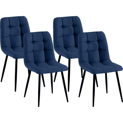4er Set Esszimmerstühle Antibes Stoff blau
