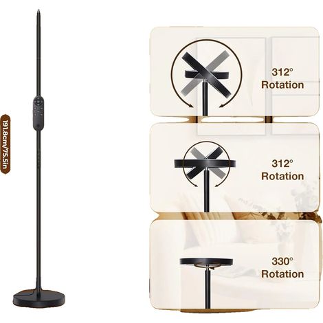 Lampe sur pied, Dimmable, Télécommande, noir, noir (1/2)