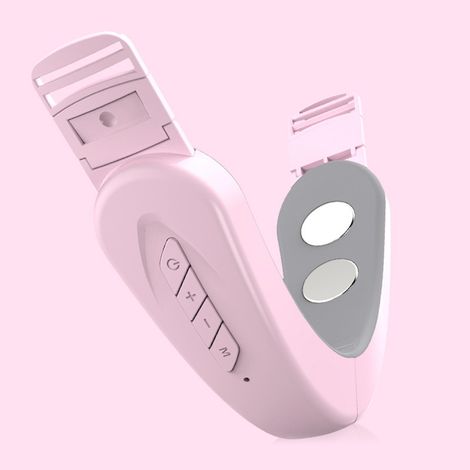 Ceinture de Massage Visage Électrique Anti-Âge, Appareil de Raffermissement Facial pour Double Menton et Contour Visage, 12 Intensités - Rose (1/5)