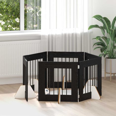 Puerta de perro con soportes 6 pcs Roble Negro 60 x 60 cm