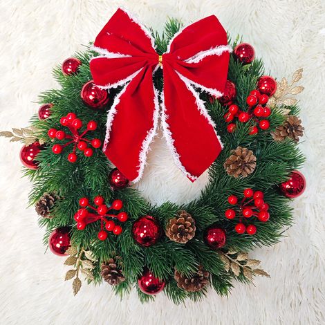 Weihnachtskranz – Weihnachtsdekoration, 40 cm, für drinnen, Tür- und Wandbehang