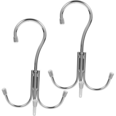 Lot De 2 Cintres Porte-ceintures En Acier Inoxydable 4 Crochets Multifonctionnels Support De Rangement Pour Ceintures, Foulards, Cravates Et Paquet à Main, Gain De Place Pour Placard Et Voyage (1/5)