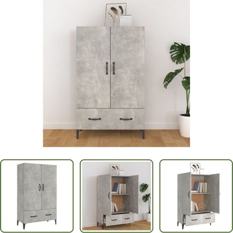 Hochbeistellschrank - Highboard Betongrau 70x31x115 cm Holzwerkstoff (1/5)