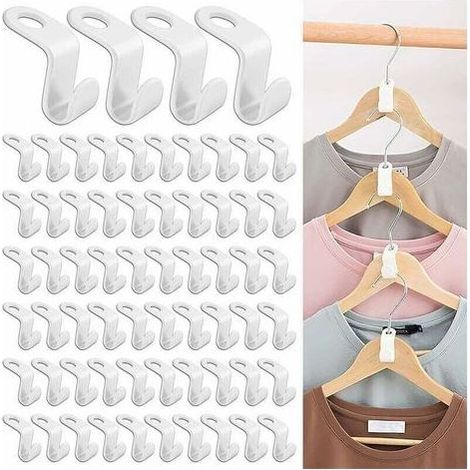 100 Pièces Crochet Pour Cintres Gain De Place Crochet De Connexion De Cintre, Mini Cintres En Cascade Organisateur Pour La Penderie Super Pour Un Gain De Place Dans Son Dressing (Blanc) (1/4)