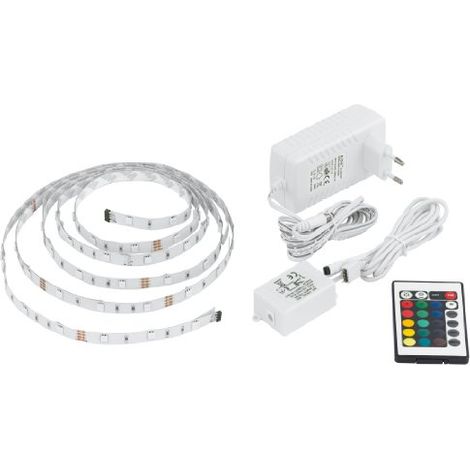 EGLO 13533 - Fascia di luci a LED in plastica bianca, 177 LED (25 W), 655 lm, con telecomando, cavo d'alimentazione, spina e trasformatore, lunghezza 60 cm, classe di protezione 2, accorciabile, color (1/4)