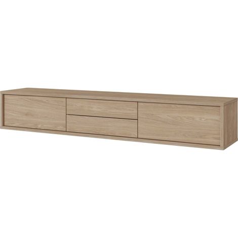 Mueble TV 180cm, 2 cajones y 2 puertas colección MAANUM. Color roble claro. (1/5)