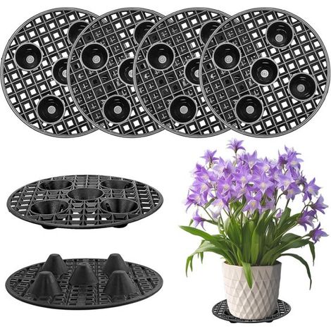 Paquete de 6 soportes para macetas, Rejilla de drenaje, 30 cm, Maceta redonda, Posavasos de plástico, Maceta, Bonsái, Exterior, Cuenco, Macetas (1/5)
