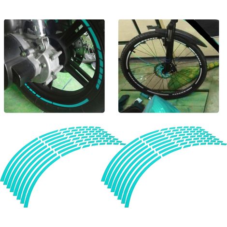 Set mit 16 reflektierenden Streifen für Fahrrad- und Motorradfelgen, 16-18 Zoll, grüne Zieraufkleber, Sicherheitszubehör. (1/5)