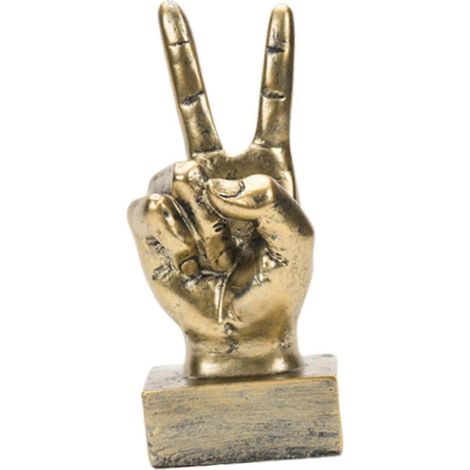Lustige Handgesten-Statue als Tischdekoration, dekorative Handfigur aus Kunstharz für Eingangsbereich und Kamin-Peace Gold (1/5)
