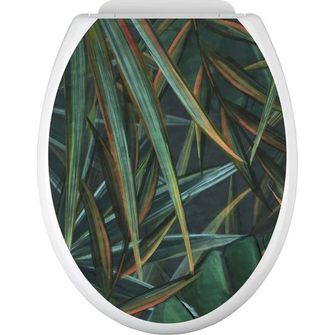 Stickers Abattant WC - Feuilles tropicales - 35x43 cm - Adhésif BRILLANT (1/2)