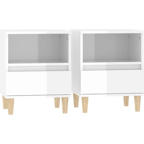 Juego de 2 mesitas de noche con compartimento abierto y cajón 40 x 35 x 50 cm madera contrachapada blanca DEC035015