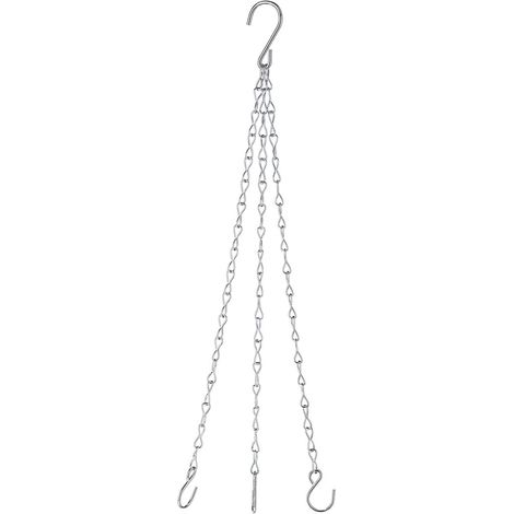 4-delige set - Hangerketting met bloemenmandje - Hangerketting met verlichting - Decoratieve ketting - Zwarte metalen bloempotketting - Hangerketting met drie schakels - S-haakmodel - Zilver (1/5)