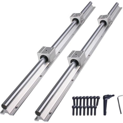 SBR12 - rails de guidage linéaires - 1000 mm - 12 mm - Roulement linéaire - arbre et blocs de roulement SBR12UU - Pour imprimante 3D et machine CNC (1/5)