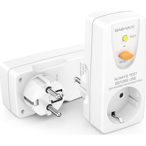 Disjoncteurs Adaptateur RCD de sécurité 16 AMP RCD Plug pour Appareils Ménagers et Outils - Blanc (1/5)