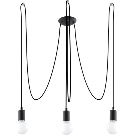 LAMPE SUSPENDUE EDISON 3 E27 NOIRE SOLLUX SL.0370 (1/5)