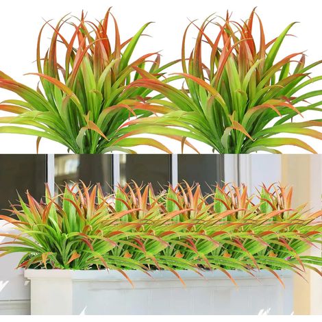 Lot de 6 Plantes Artificielles Résistantes aux UV - Herbes et Gazon Synthétiques pour Décoration Intérieure et Extérieure, Idéal Fenêtres et Jardins (1/5)