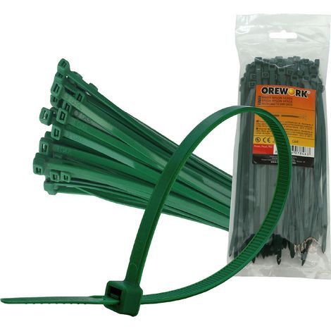 Bridas de nailon verdes - 2,5x100 mm