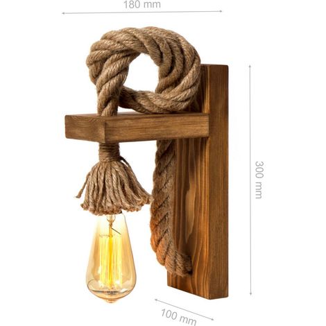 Applique murale en bois et corde E27 Drava (1/5)