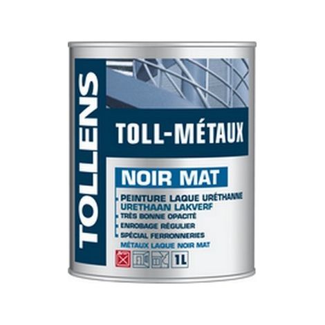 Laque TOLLENS professionnelle Toll Métaux Mat NOIR Conditionnement: 1 Litre
