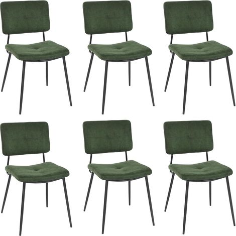 Lot de 6 Chaises de Salle à Manger Vintage avec Dossier Assise Rembourrée en Tissu Pieds en métal pour Cuisine Salon Chambre Bureau (1/5)