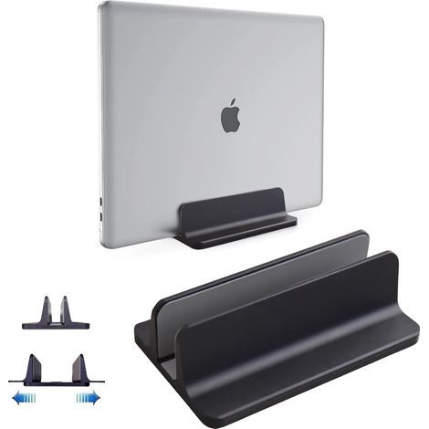 JSSEVN - Adjustable aluminum vertical laptop stand (Black) (1/5)