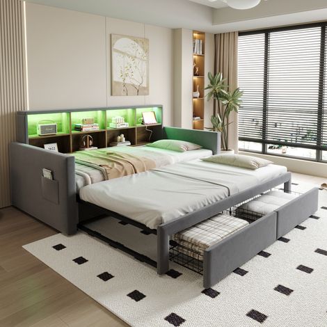 Bett 90x190 Schlafsofa ausziehbar mit Stauraum HAVRYA (1/5)
