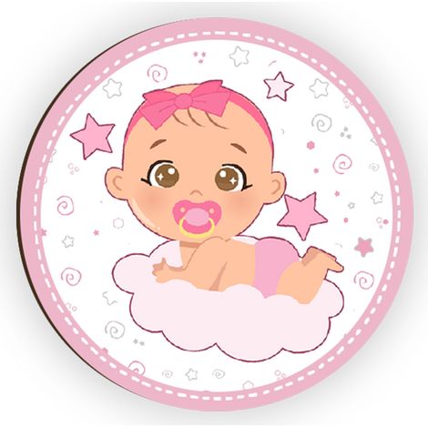 Lupia - Calamita, MAGNETI in Legno Set da 24 PEZZI D.4,5 cm NEONATA con decorazione stampata, segnaposto ricordino regalo, bomboniera confettata, pensierino Battesimo o evento (1/4)