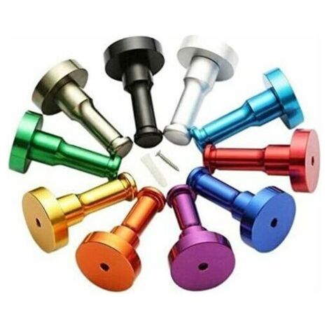 BUNTHAUS Lot de 10 patères colorées en aluminium, crochets de porte de salle de bain, cintres muraux pour vêtements, serviettes, robes, chapeaux, accessoires (couleur aléatoire) (1/5)