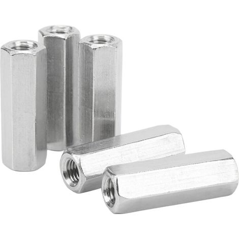 Lot de 5 écrous hexagonaux de raccordement M12x1,75 L60mm en acier inoxydable 304, connecteurs de tige filetée (1/5)