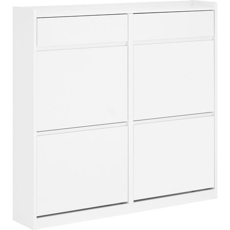SoBuy Scarpiera salvaspazio Slim Portascarpe regolabili con cassetti Bianco 98x19x95cm FSR169-W (1/5)