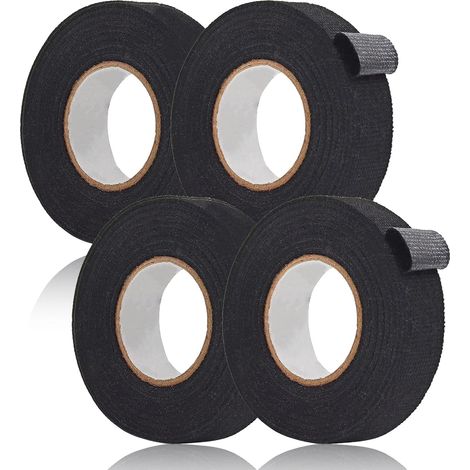 4 rotoli di nastro in tessuto nero - per cablaggi automobilistici - 19 mm x 15 m (1/4)