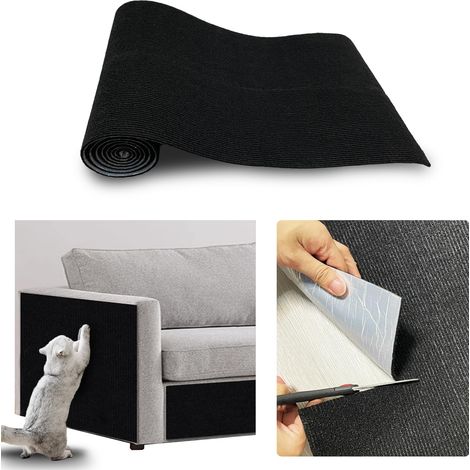 Tappetino tiragraffi autoadesivo per gatti 40x200cm Nero Protezione antigraffio per divani per gatti per pareti, pavimenti, divani e sedie