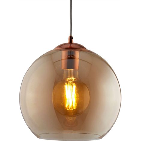 Searchlight Balls - Sospensione a soffitto a cupola a 1 luce Ottone antico, ambra, vetro, E27 (1/2)