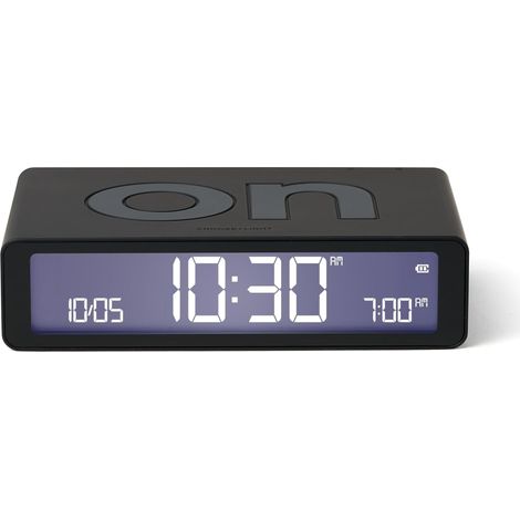 Flip Classic réveil Matin Lumineux, réversible avec Faces on Off et Fonction Snooze, à écran LCD et Lumière Tactile, Rechargeable par USB-C - Noir (1/5)