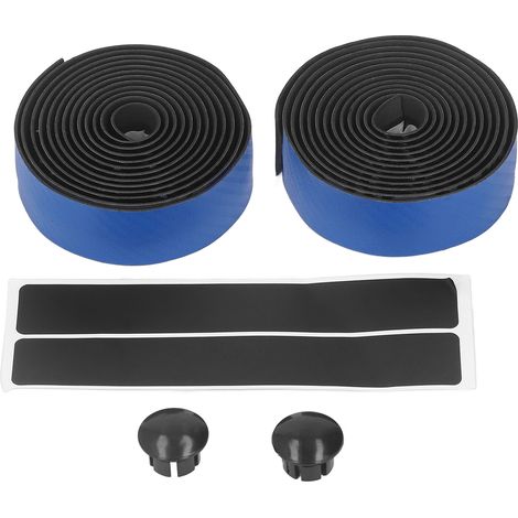 paire de ruban de guidon de vélo, absorbant les chocs, dégradé bicolore, respirant, dos en PU/EVA, auto-adhésif, accessoires de vélo, bleu (1/5)