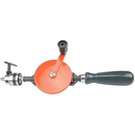 Perceuse à Main, Perceuse Manuelle à Double Pignons en Acier Moulé de 3/8 Pouces (1.5-10mm) pour Perceuse Manuelle en Plastique et en Bois, Orange (1/4)